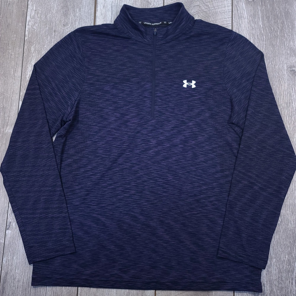 Under Armour 1/4 Zip Mens Size XXL Purple Space Dye Fitted Lightweight Pullover